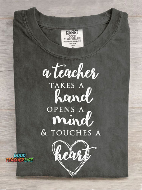 Teachers Love Casual Print T-Shirt