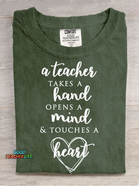 Teachers Love Casual Print T-Shirt