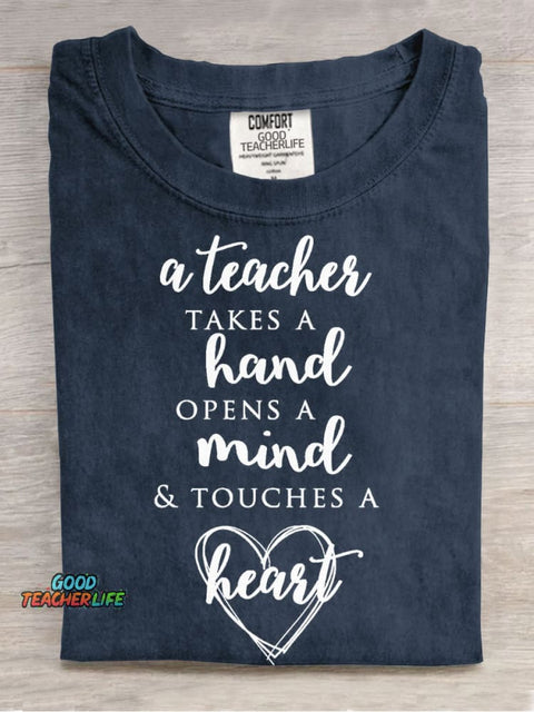 Teachers Love Casual Print T-Shirt