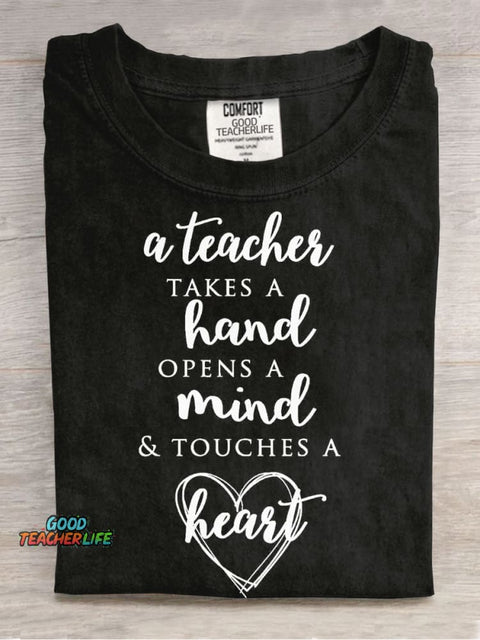 Teachers Love Casual Print T-Shirt