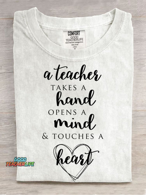 Teachers Love Casual Print T-Shirt