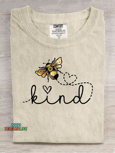 Bee Kind Cute Casual Print T-Shirt