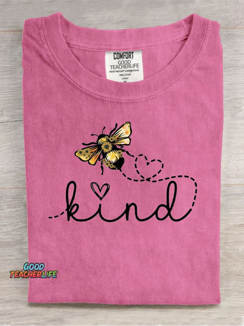 Bee Kind Cute Casual Print T-Shirt