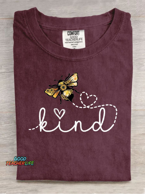 Bee Kind Cute Casual Print T-Shirt