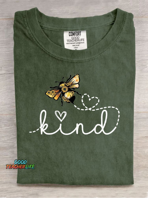 Bee Kind Cute Casual Print T-Shirt