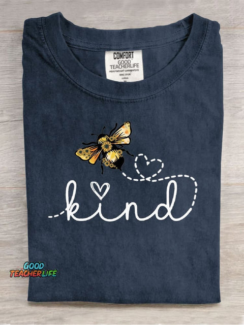 Bee Kind Cute Casual Print T-Shirt