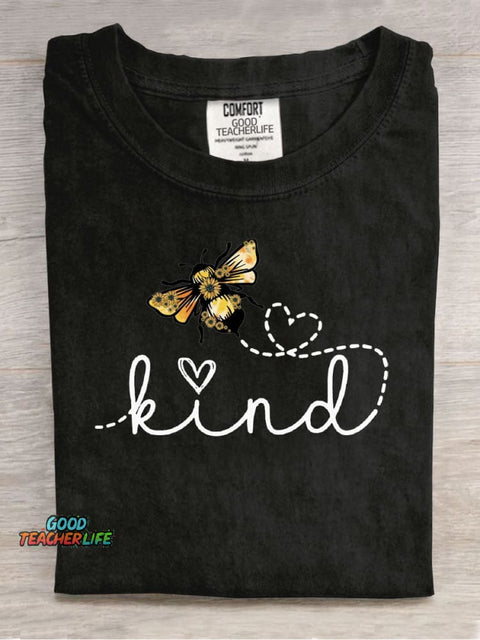 Bee Kind Cute Casual Print T-Shirt