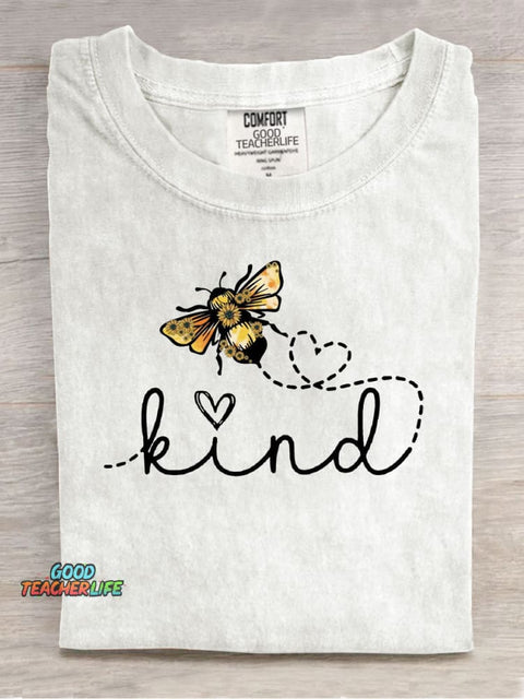 Bee Kind Cute Casual Print T-Shirt