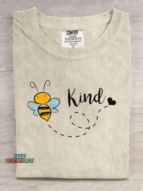 Cute Bee Kind Casual Print T-Shirt