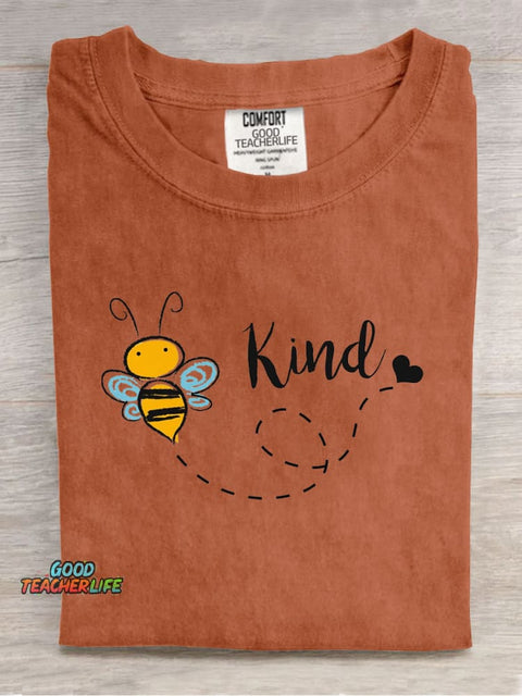 Cute Bee Kind Casual Print T-Shirt