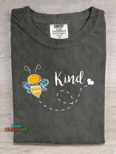 Cute Bee Kind Casual Print T-Shirt