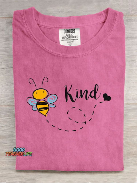 Cute Bee Kind Casual Print T-Shirt