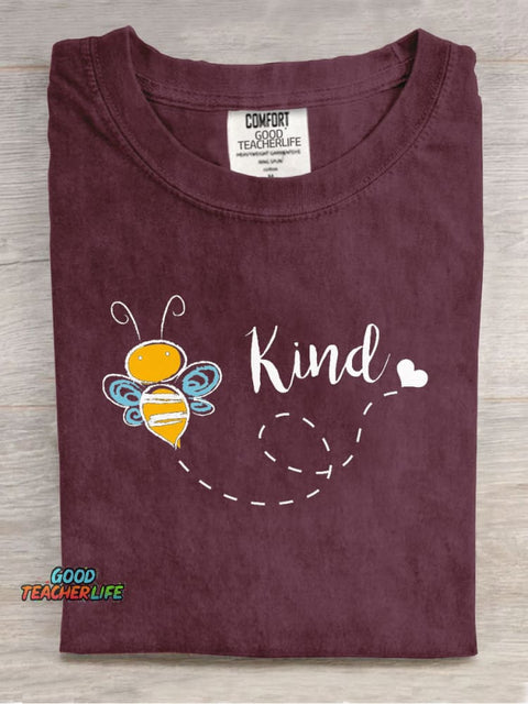 Cute Bee Kind Casual Print T-Shirt