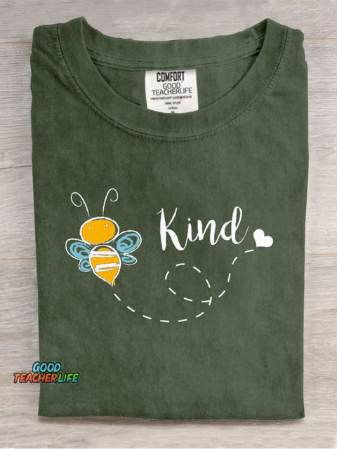 Cute Bee Kind Casual Print T-Shirt