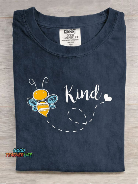 Cute Bee Kind Casual Print T-Shirt