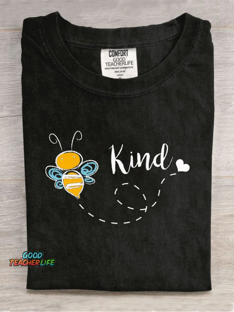 Cute Bee Kind Casual Print T-Shirt