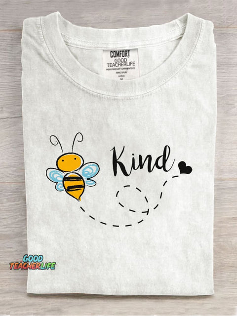 Cute Bee Kind Casual Print T-Shirt