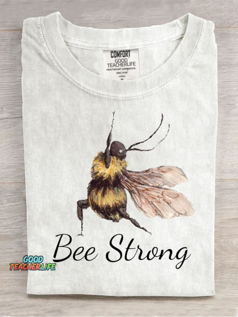 Bee Strong Casual Print T-Shirt