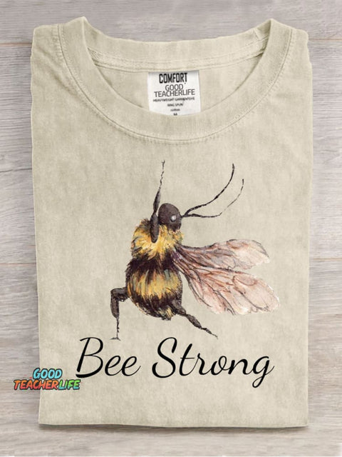 Bee Strong Casual Print T-Shirt