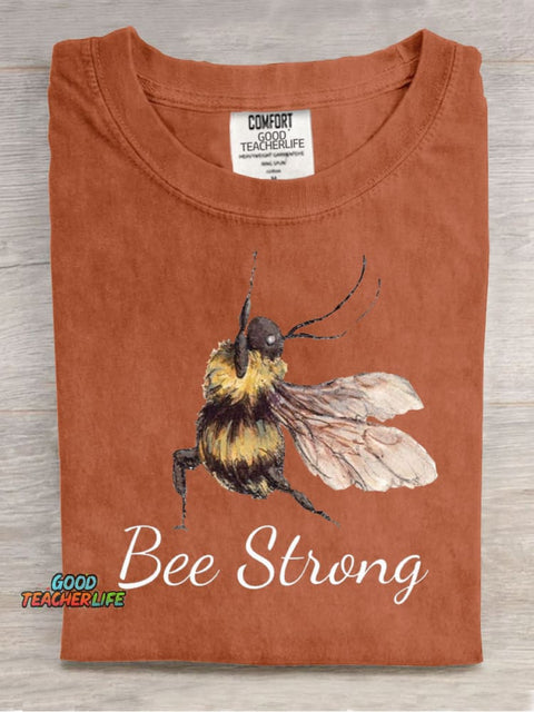 Bee Strong Casual Print T-Shirt