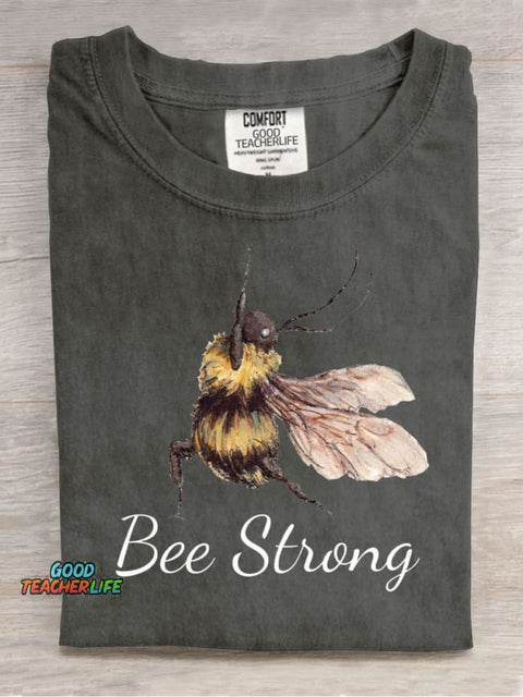 Bee Strong Casual Print T-Shirt