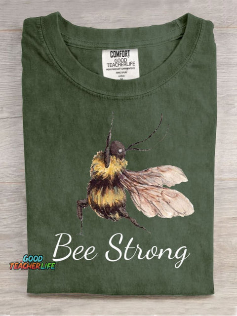 Bee Strong Casual Print T-Shirt