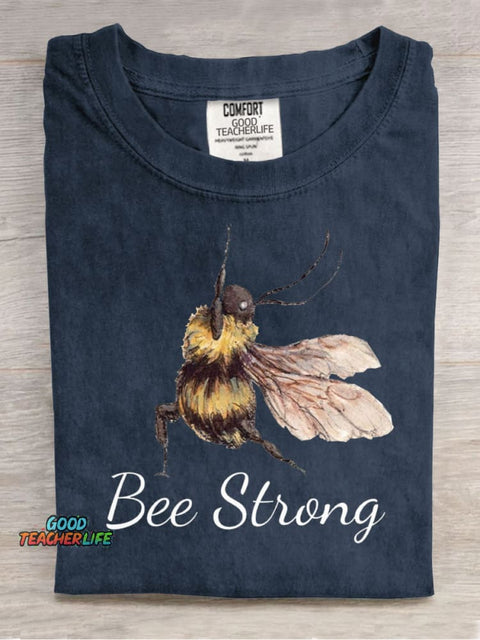 Bee Strong Casual Print T-Shirt