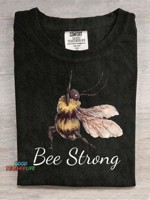 Bee Strong Casual Print T-Shirt