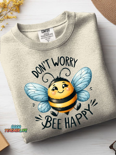 Do Not Bee Happy Print Casual Sweatshirt