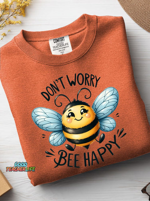 Do Not Bee Happy Print Casual Sweatshirt