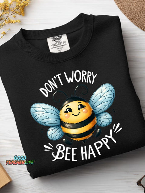 Do Not Bee Happy Print Casual Sweatshirt