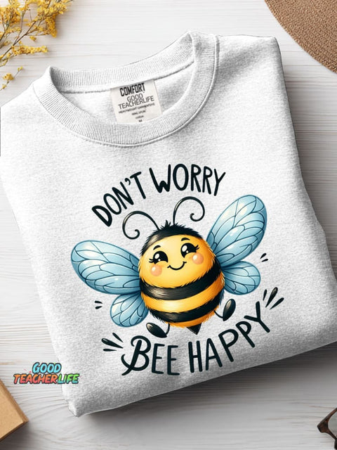 Do Not Bee Happy Print Casual Sweatshirt