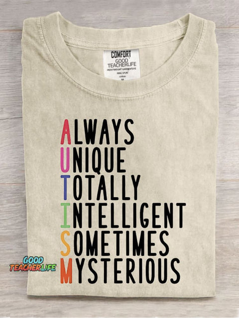 Autism Teacher Casual Print T-Shirt