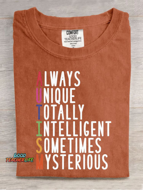 Autism Teacher Casual Print T-Shirt