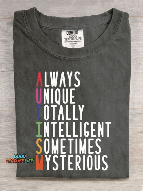 Autism Teacher Casual Print T-Shirt