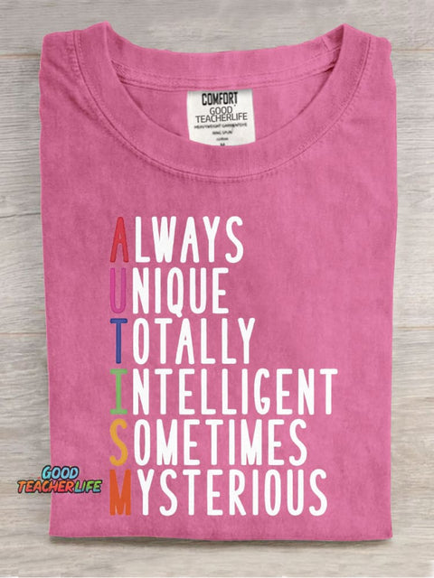 Autism Teacher Casual Print T-Shirt