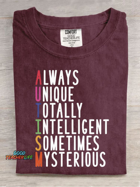 Autism Teacher Casual Print T-Shirt