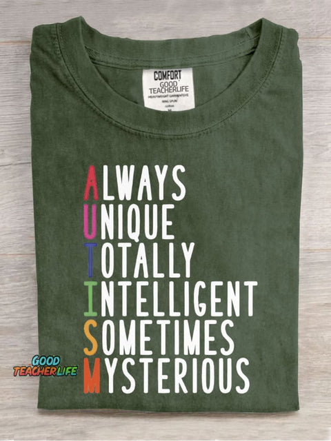 Autism Teacher Casual Print T-Shirt