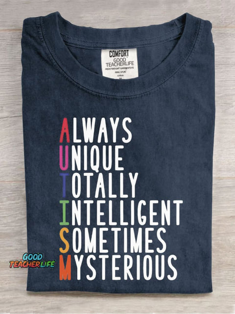 Autism Teacher Casual Print T-Shirt