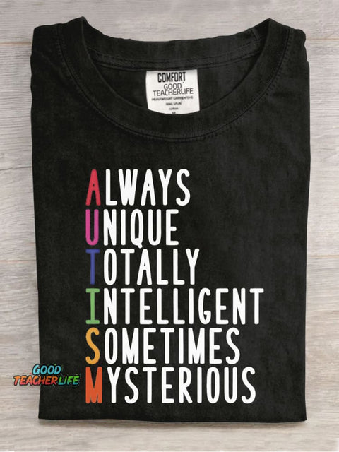 Autism Teacher Casual Print T-Shirt