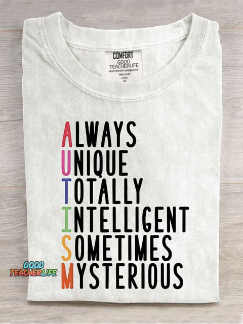 Autism Teacher Casual Print T-Shirt