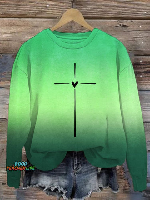 Women's Christian Cross Printed Sweatshirt