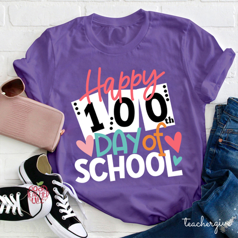 Happy 100th Day Of School Cards Teacher T-Shirt