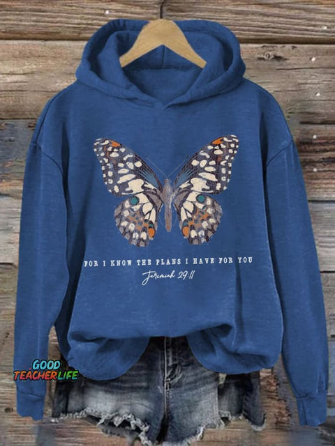 Women's Casual Jeremiah 29 11, For I Know the Plans I Have For You Print Hoodie Long Sleeve Sweatshirt