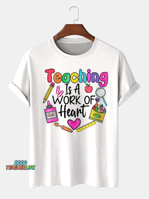Teaching Is A Work of Heart Decorative Pattern T-shirt