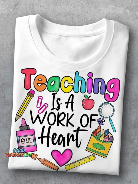 Teaching Is A Work of Heart Decorative Pattern T-shirt