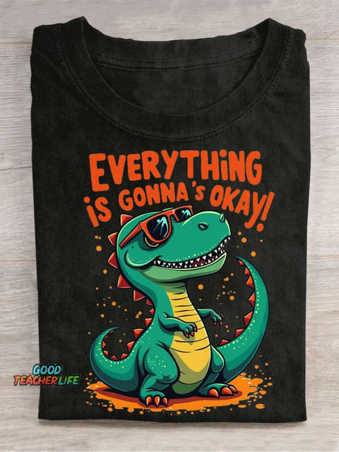 Dinosaur Decorative Pattern Wearing Sunglasses T-shirt