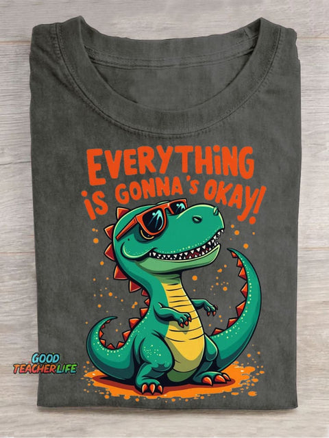 Dinosaur Decorative Pattern Wearing Sunglasses T-shirt