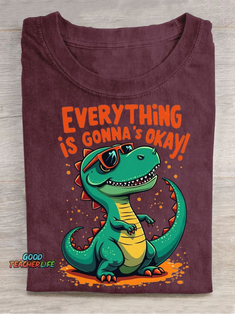 Dinosaur Decorative Pattern Wearing Sunglasses T-shirt
