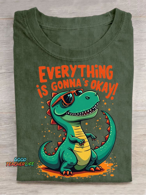 Dinosaur Decorative Pattern Wearing Sunglasses T-shirt